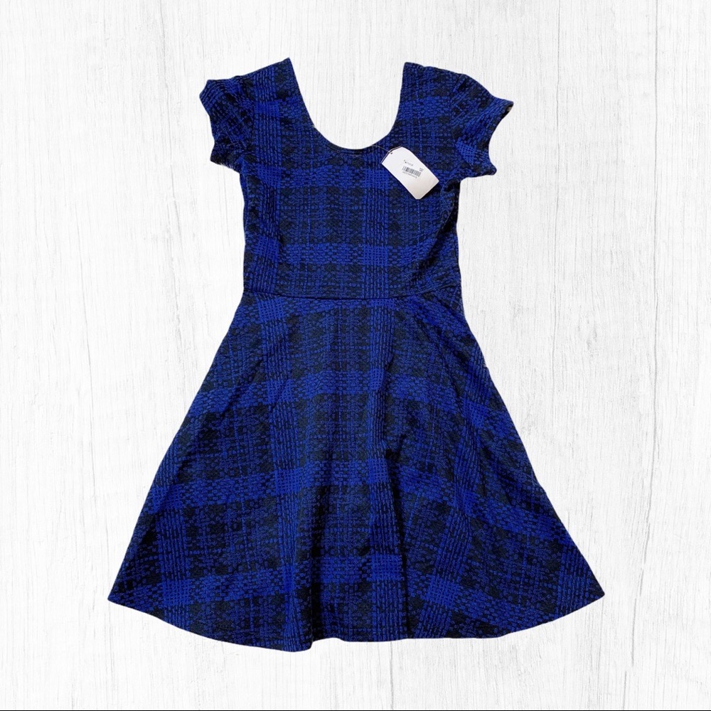 Planet Gold dark blue mini skater dress